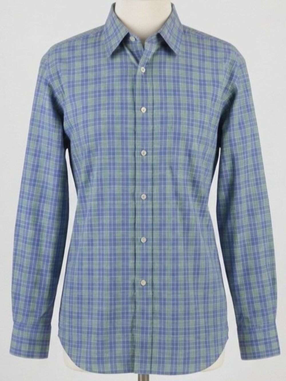 Peter Millar Men's Blue & Green Plaid Long-Sleeve Button-Up Shirt Size XL (C1836